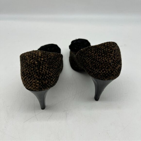 Kelly & Katie Womens Tweed Rose Pumps Sandals Size 7 Brown Classic Party Slip On - Picture 5 of 7